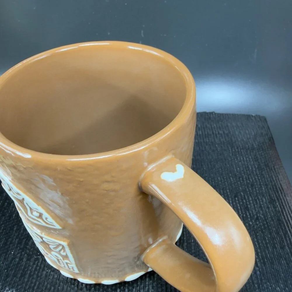 Pottery‎ Barn Gingerbread Stoneware Alphabet Letter G Mug Cup Matte Brown 15 Oz